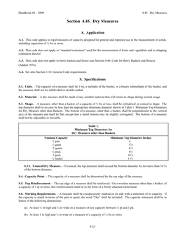 Section 4.45. Dry Measures