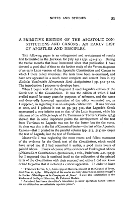 Stitutions and Canons : an Early List of Apostles and Disciples