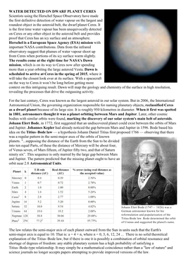 Water Detected on Dwarf Planet Ceres