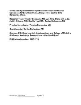 Epidural Steroid Injection with Supplemental Oral Eplerenone for Low Back Pain: a Prospective, Double Blind Randomized Trial