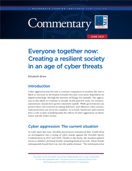 Everyone Together Now: Creating a Resilient Society in an Age of Cyber Threats