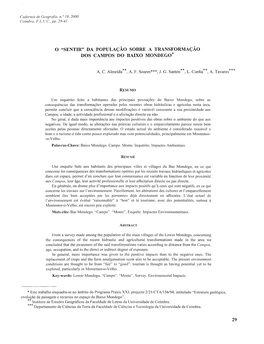 Da Populaçao Sobre a Transformaçao Dos Campos Do Baixo Mondego*