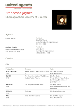 Francesca Jaynes Choreographer/ Movement Director