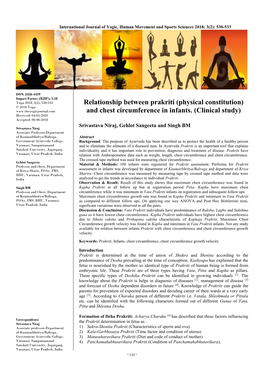 Relationship Between Prakriti (Physical Constitution) and Chest Circumference in Infants. (Clinical Study)