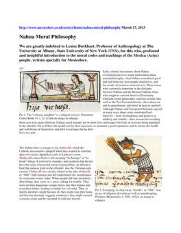 Nahua Moral Philosophy