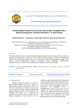 Journal of Tropical Pharmacy and Chemistry