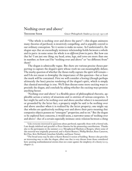 Nothing Over and Above∗ Theodore Sider Grazer Philosophische Studien 91 (2015): 191–216