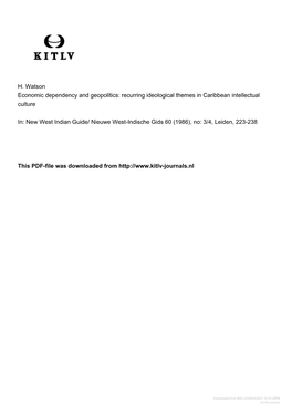 H. Watson Economic Dependency and Geopolitics: Recurring Ideological Themes in Caribbean Intellectual Culture In