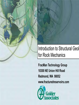 Introduction to Structural Geol for Rock Mechanics