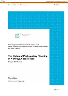 The Status of Participatory Planning in Norway: a Case Study