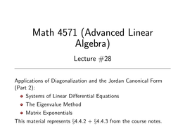 Math 4571 (Advanced Linear Algebra) Lecture #28