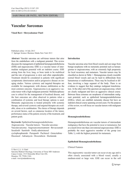 Vascular Sarcomas