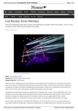 Live Review: Arctic Monkeys | Nouse