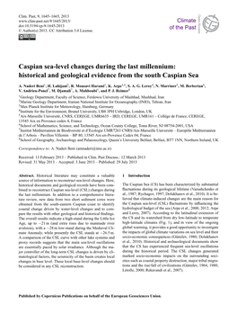 Caspian Sea-Level Changes During the Last Millennium