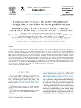 Compositional Evolution of the Upper Continental Crust Through Time, As Constrained by Ancient Glacial Diamictites