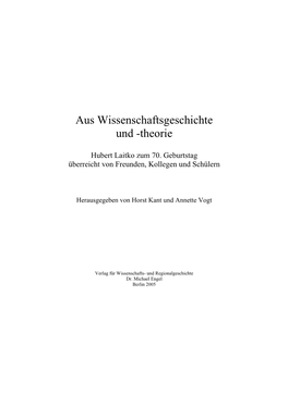 Aus Wissenschaftsgeschichte Und -Theorie