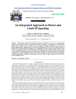 An Integrated Approach to Detect and Limit IP Spoofing