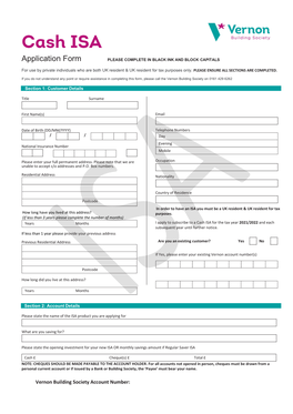 Application Form PLEASE COMPLETE in BLACK INK and BLOCK CAPITALS