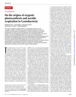 On the Origins of Oxygenic Photosynthesis and Aerobic Respiration in Cyanobacteria Rochelle M