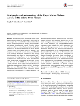 Stratigraphy and Palaeoecology of the Upper Marine Molasse (OMM) of the Central Swiss Plateau