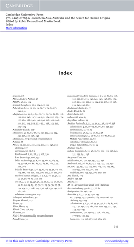 Southern Asia, Australia and the Search for Human Origins Edited by Robin Dennell and Martin Porrk Index More Information