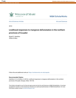 Livelihood Responses to Mangrove Deforestation in the Northern Provinces of Ecuador