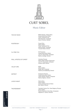 CURT SOBEL Music Editor