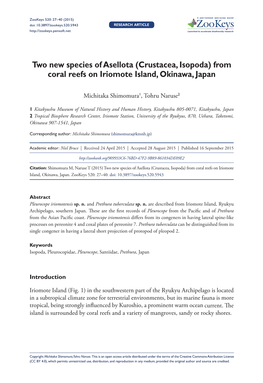 Two New Species of Asellota (Crustacea, Isopoda) from Coral Reefs on Iriomote Island, Okinawa, Japan