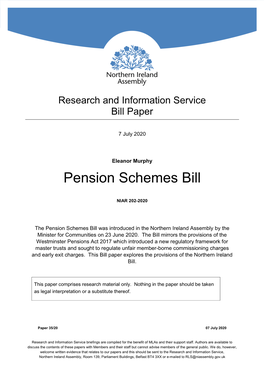 Pension Schemes Bill