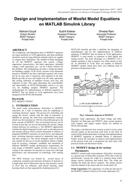 Design and Implementation of Mosfet Model Equations on MATLAB Simulink Library