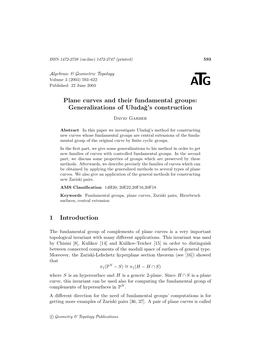 Plane Curves and Their Fundamental Groups: Generalizations of Uluda˘G’S Construction David Garber