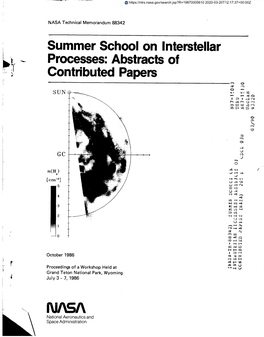 Summer School on Interstellar Processes: Abstracts of Contributed Papers