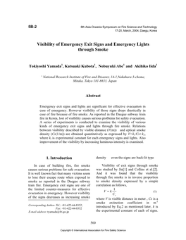 Visibility of Emergency Exit Signs and Emergency Lights Through Smoke