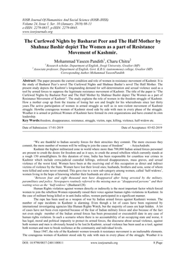 The Curfewed Nights by Basharat Peer and the Half Mother by Shahnaz Bashir Depict the Women As a Part of Resistance Movement of Kashmir