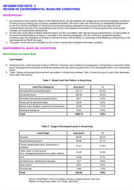 Information Note. 3 Review of Environmental Baseline Conditions