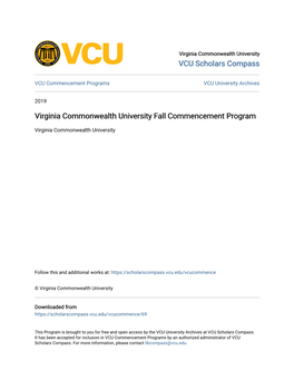 Virginia Commonwealth University Fall Commencement Program