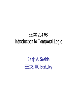 Introduction to Temporal Logic