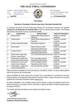 Press Release Nomination of Candidates
