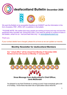 Deafscotland Bulletin December 2020