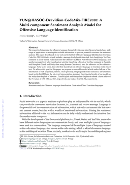 YUN@HASOC-Dravidian-Codemix-FIRE2020: a Multi-Component Sentiment Analysis Model for Offensive Language Identification