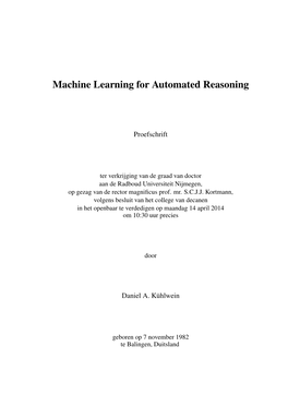 Machine Learning for Automated Reasoning