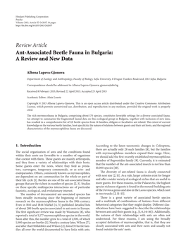 Ant-Associated Beetle Fauna in Bulgaria: a Review and New Data