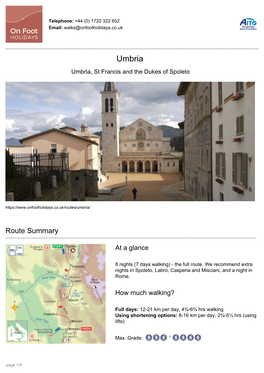 Umbria Umbria, St Francis and the Dukes of Spoleto