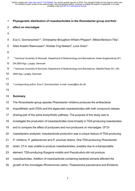 Phylogenetic Distribution of Roseobacticides in the Roseobacter Group and Their Effect on Microalgae