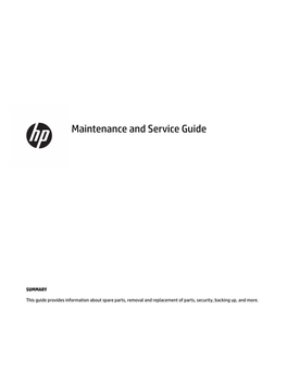 Maintenance and Service Guide