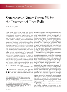 Sertaconazole Nitrate Cream 2% for the Treatment of Tinea Pedis