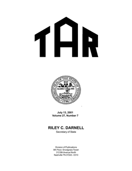 Tennessee Administrative Register (TAR) July 2001