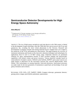 Semiconductor Detector Developments for High Energy Space Astronomy