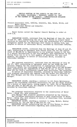 Minutes of Common Council Book 121 August 10, 1967