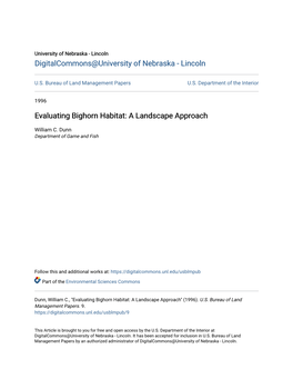 Evaluating Bighorn Habitat: a Landscape Approach